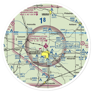 Jacksonville Municipal Airport (IJX) VFR Sectional Sticker (30 mile)