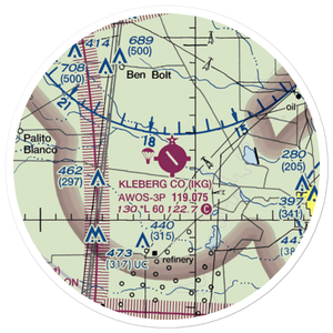 Kleberg County Airport (IKG) VFR Sectional Sticker (20 mile)