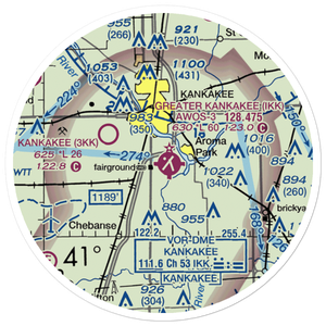 Greater Kankakee Airport (IKK) VFR Sectional Sticker (20 mile)