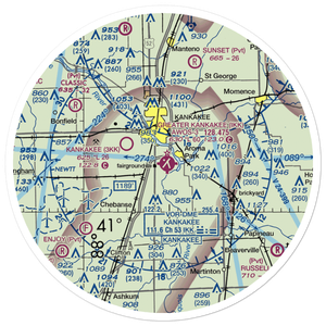 Greater Kankakee Airport (IKK) VFR Sectional Sticker (30 mile)