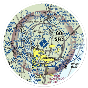 Wilmington International Airport (ILM) VFR Sectional Sticker (20 mile)