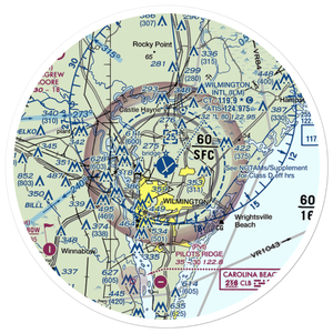 Wilmington International Airport (ILM) VFR Sectional Sticker (30 mile)