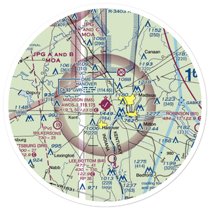 Madison Municipal Airport (IMS) VFR Sectional Sticker (30 mile)