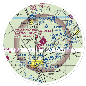 Hillsboro Municipal Airport (INJ) VFR Sectional Sticker (20 mile)