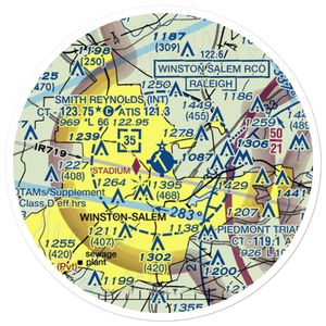 Smith Reynolds Airport (INT) VFR Sectional Sticker (20 mile)