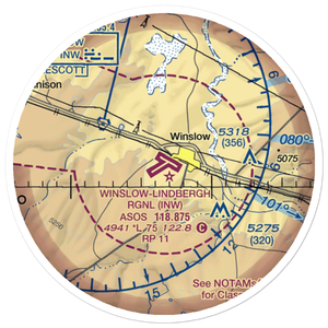 Winslow Lindbergh Regional Airport (INW) VFR Sectional Sticker (20 mile)