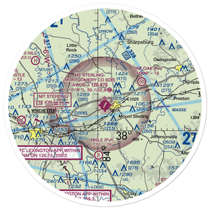 Mount Sterling Montgomery County Airport (IOB) VFR Sectional Sticker (30 mile)