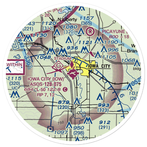 Iowa City Municipal Airport (IOW) VFR Sectional Sticker (20 mile)