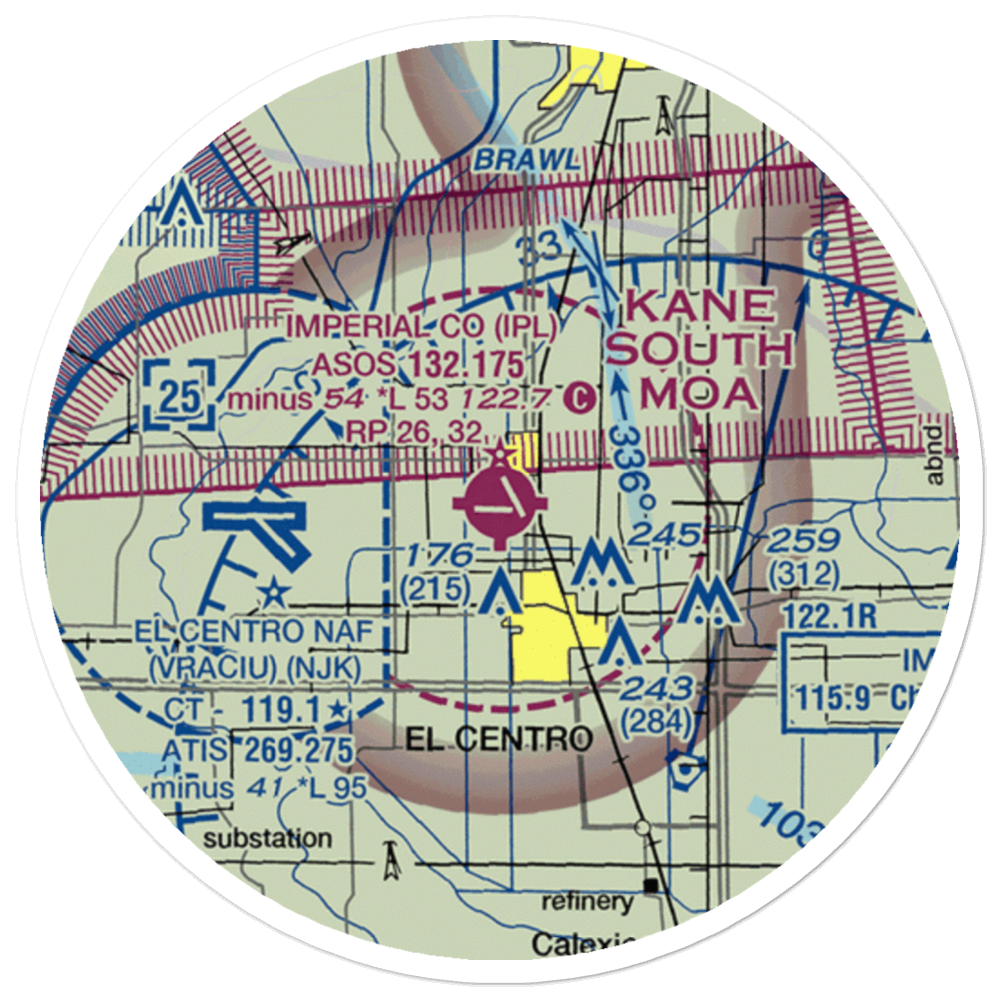 Imperial County Airport (IPL) VFR Sectional Sticker (20 mile) 
