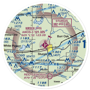 Kirsch Municipal Airport (IRS) VFR Sectional Sticker (20 mile)