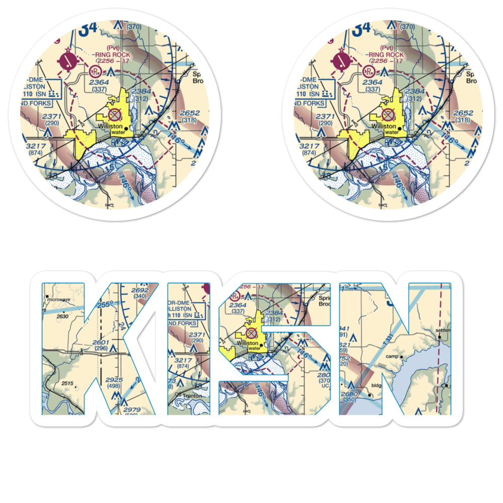 Sloulin Field International Airport (ISN) VFR Sectional Sticker Pack 