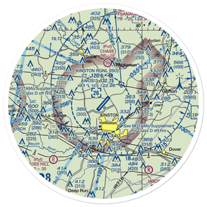 Kinston Regional Jetport At Stallings Field (ISO) VFR Sectional Sticker (30 mile)