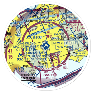 Long Island Mac Arthur Airport (ISP) VFR Sectional Sticker (20 mile)