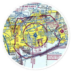 Long Island Mac Arthur Airport (ISP) VFR Sectional Sticker (30 mile)