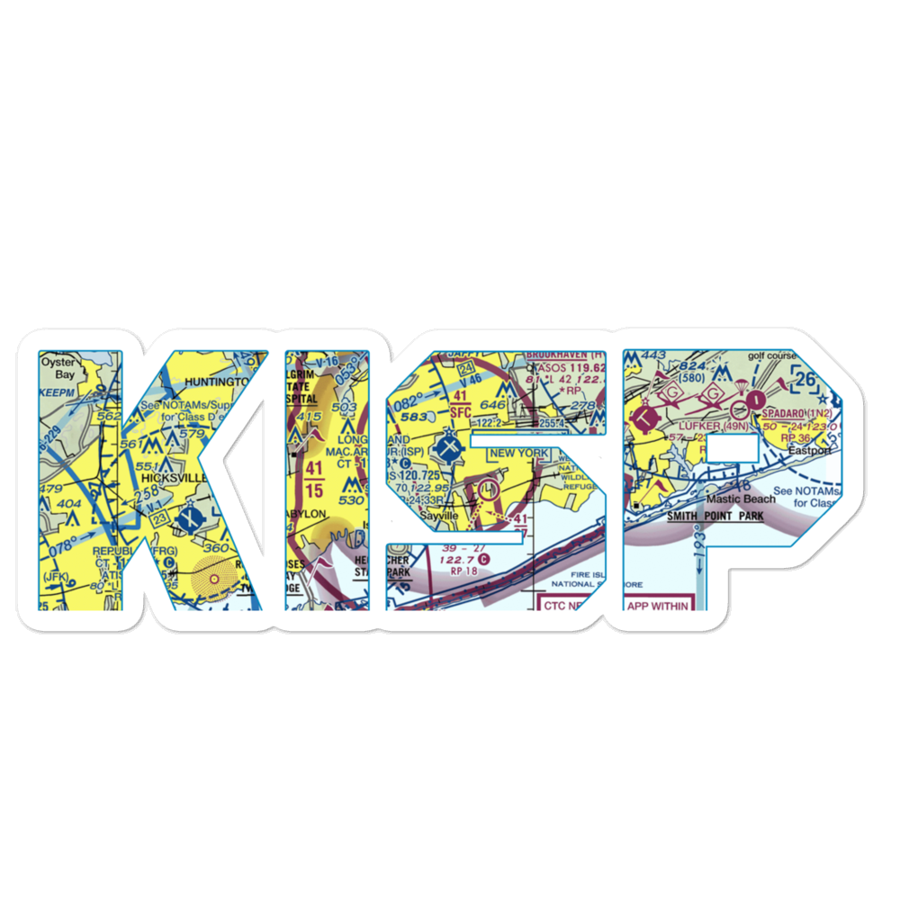 Long Island Mac Arthur Airport (ISP) VFR Sectional Sticker 