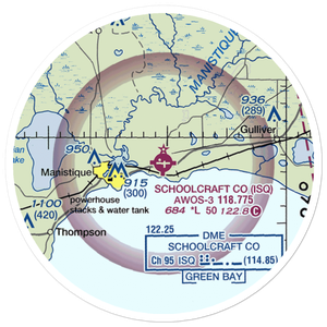 Schoolcraft County Airport (ISQ) VFR Sectional Sticker (20 mile)