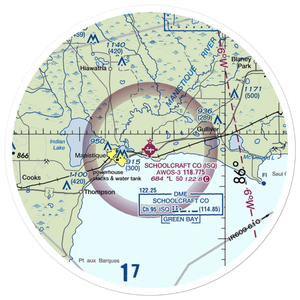 Schoolcraft County Airport (ISQ) VFR Sectional Sticker (30 mile)