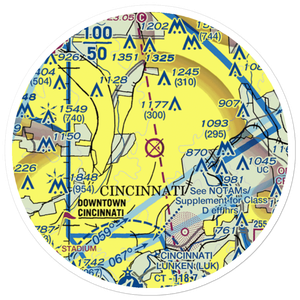 Cincinnati Blue Ash Airport (ISZ) VFR Sectional Sticker (20 mile)