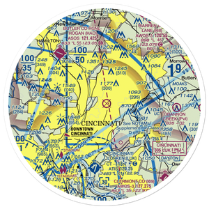Cincinnati Blue Ash Airport (ISZ) VFR Sectional Sticker (30 mile)