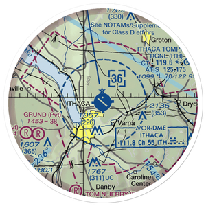 Ithaca Tompkins Regional Airport (ITH) VFR Sectional Sticker (20 mile)