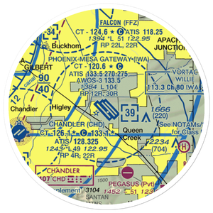 Phoenix-Mesa-Gateway Airport (IWA) VFR Sectional Sticker (20 mile)