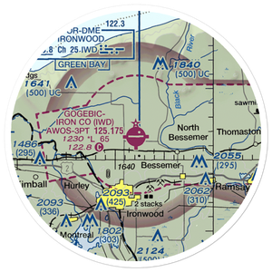 Gogebic Iron County Airport (IWD) VFR Sectional Sticker (20 mile)