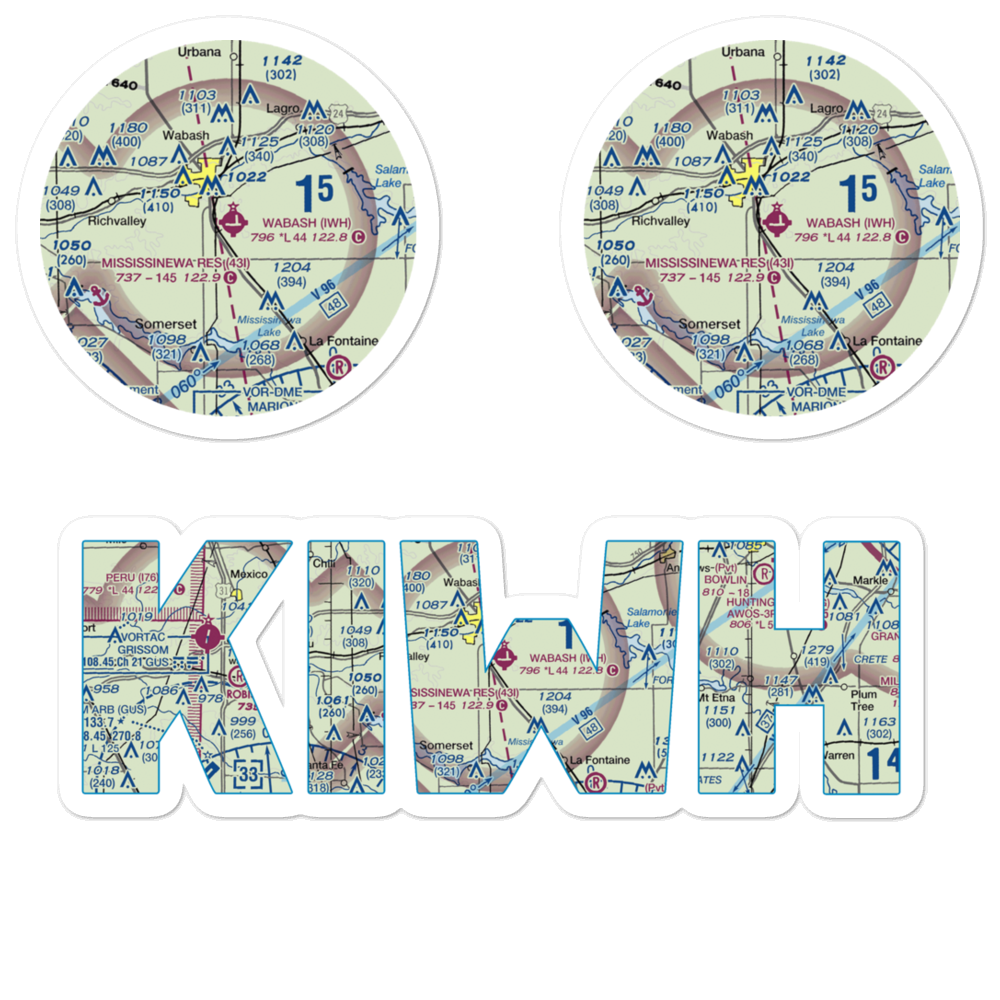 Wabash Municipal Airport (IWH) VFR Sectional Sticker Pack 