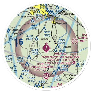 Halifax-Northampton Regional Airport (IXA) VFR Sectional Sticker (20 mile)