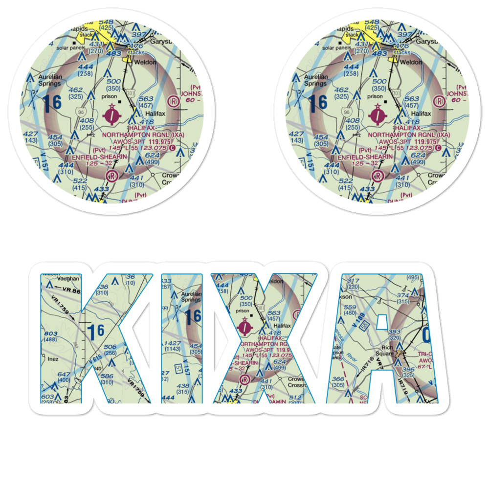 Halifax-Northampton Regional Airport (IXA) VFR Sectional Sticker Pack 