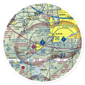 New Century Aircenter Airport (IXD) VFR Sectional Sticker (30 mile)