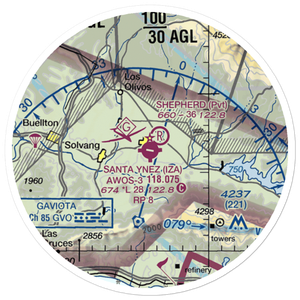 Santa Ynez Airport (IZA) VFR Sectional Sticker (20 mile)