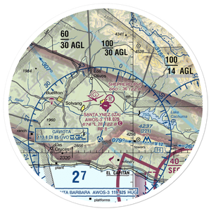 Santa Ynez Airport (IZA) VFR Sectional Sticker (30 mile)