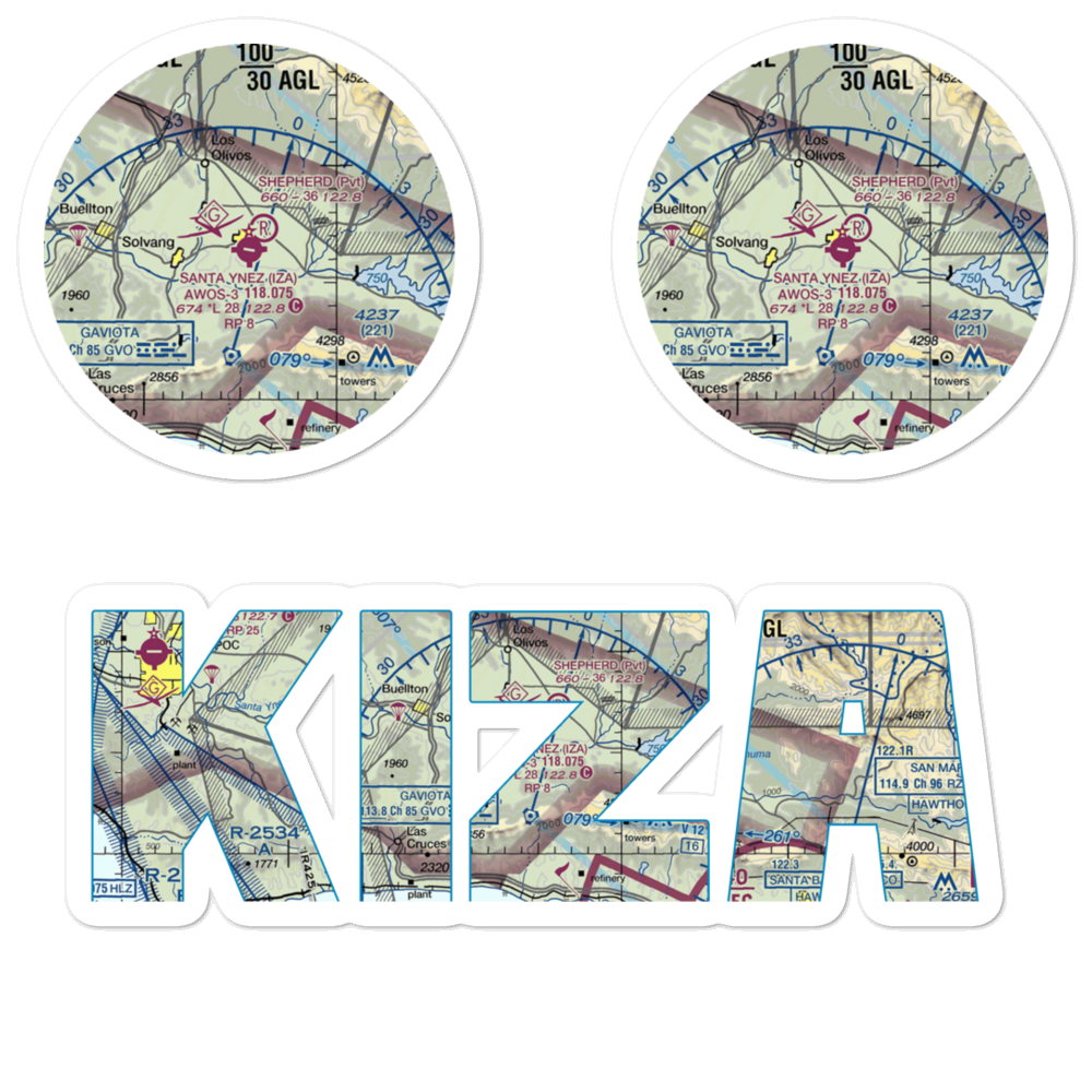 Santa Ynez Airport (IZA) VFR Sectional Sticker Pack 