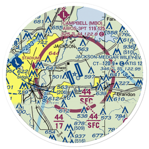 Jackson-Medgar Wiley Evers International Airport (JAN) VFR Sectional Sticker (20 mile)
