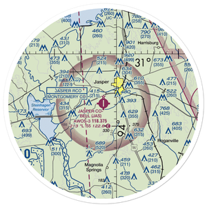 Jasper County Airport-Bell Field (JAS) VFR Sectional Sticker (30 mile)