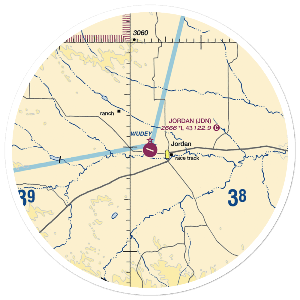 Jordan Airport (JDN) VFR Sectional Sticker (30 mile) 