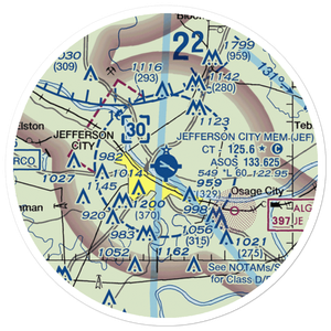 Jefferson City Memorial Airport (JEF) VFR Sectional Sticker (20 mile)