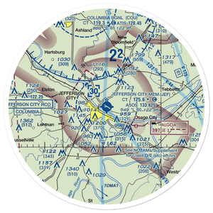 Jefferson City Memorial Airport (JEF) VFR Sectional Sticker (30 mile)