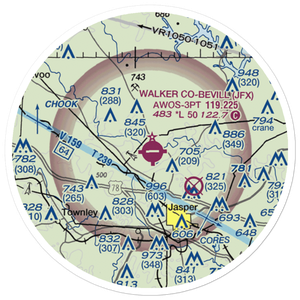 Walker County Airport-Bevill Field (JFX) VFR Sectional Sticker (20 mile)