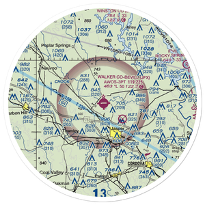Walker County Airport-Bevill Field (JFX) VFR Sectional Sticker (30 mile)
