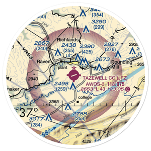 Tazewell County Airport (JFZ) VFR Sectional Sticker (20 mile)