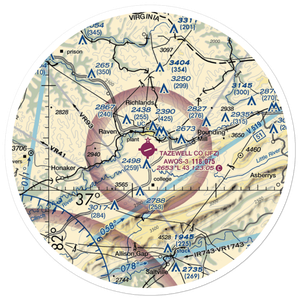 Tazewell County Airport (JFZ) VFR Sectional Sticker (30 mile)