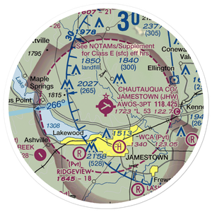Chautauqua County-Jamestown Airport (JHW) VFR Sectional Sticker (20 mile)