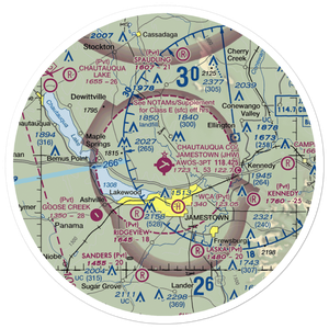 Chautauqua County-Jamestown Airport (JHW) VFR Sectional Sticker (30 mile)