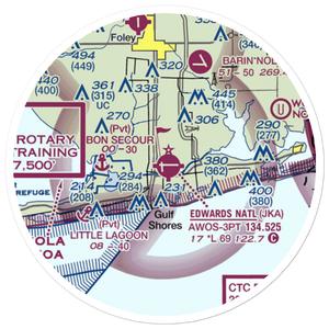Jack Edwards Airport (JKA) VFR Sectional Sticker (20 mile)