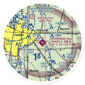Moorhead Municipal Airport (JKJ) VFR Sectional Sticker (20 mile)