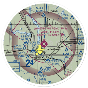 Jamestown Regional Airport (JMS) VFR Sectional Sticker (20 mile)