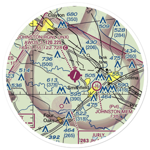 Johnston County Airport (JNX) VFR Sectional Sticker (20 mile)