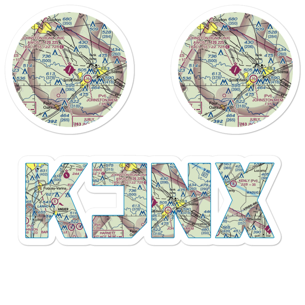 Johnston County Airport (JNX) VFR Sectional Sticker Pack 