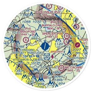 Concord-Padgett Regional Airport (JQF) VFR Sectional Sticker (20 mile)